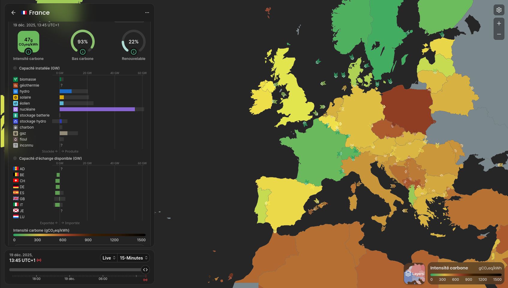 Capture d'electricity maps